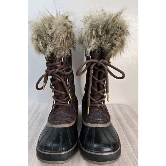 Sorel Joan Of Arctic Brown Suede Boot Cattail Fur Lined Waterproof Size 6.5 NWOT - Picture 1 of 10